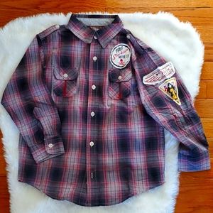 Long sleeve grey/red plaid shirt size 7X